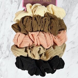 Neutral & Blush Ribbed Scrunchie Set - 5 Pack